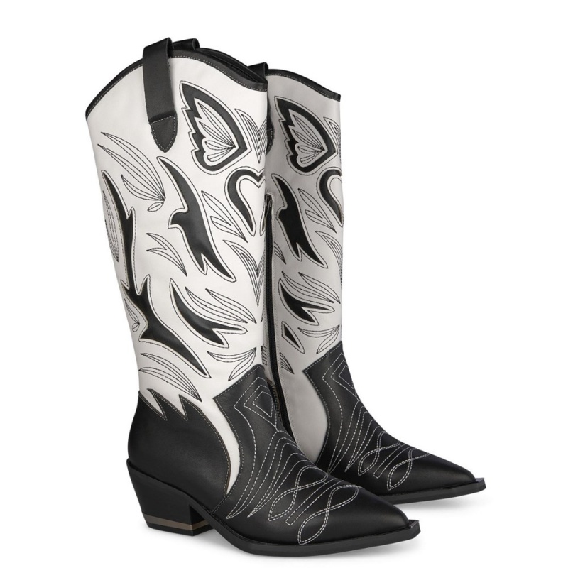 Bottes Cowboy Alma En Pena Wings Ornament Noir Jaune Femme | BON-47452837